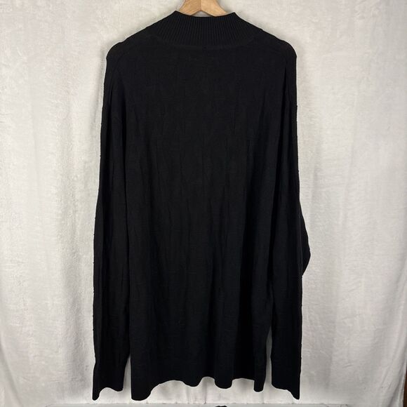 Shaquille O’Neal XLG Textured Quarter Zip Cotton Blend Sweater Black 3XLT NWT - Picture 4 of 5